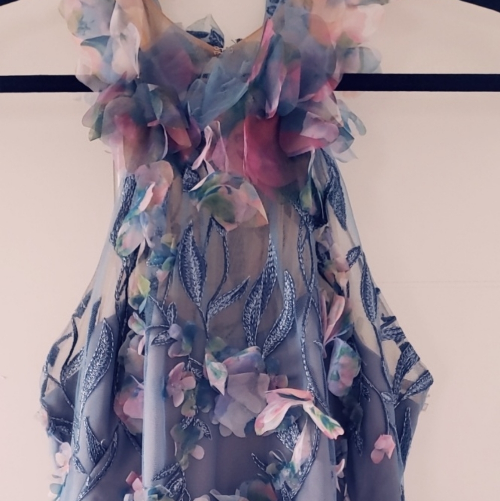 Marchesa NOTTE Gown with floral petals.  size 14